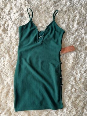 SHEIN Dark Green Textured Mini Dress